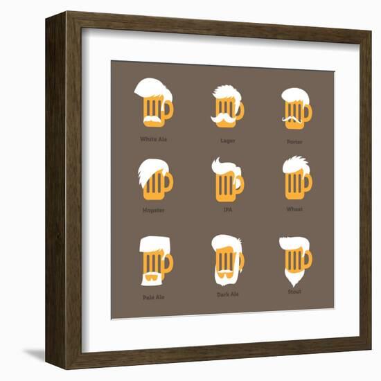 Beer Glass Hipster Character - Barflies. Beer Types Stylized Vector Illustrations.-radoma-Framed Art Print