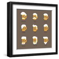 Beer Glass Hipster Character - Barflies. Beer Types Stylized Vector Illustrations.-radoma-Framed Art Print