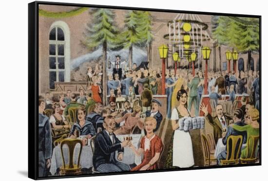 Beer Hall Scene, Germany-German School-Framed Stretched Canvas