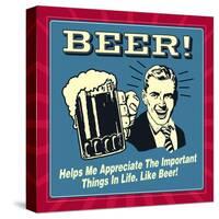 Beer! Helps Me Appreciate the Important Things in Life. Like Beer!-Retrospoofs-Stretched Canvas