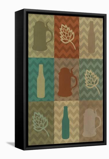 Beer Icons - Chevron Strips-Lantern Press-Framed Stretched Canvas