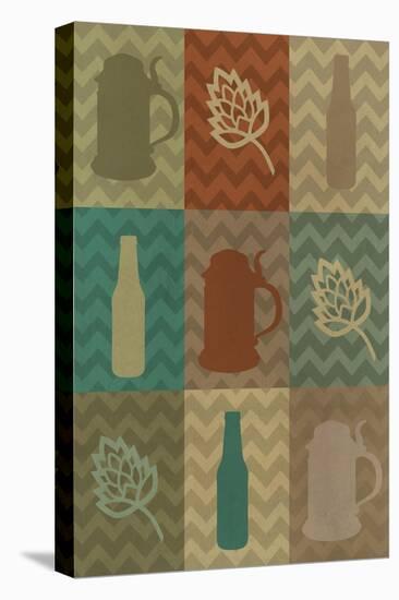 Beer Icons - Chevron Strips-Lantern Press-Stretched Canvas