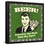 Beer! Instructions: Open Mouth, Empty Mug, Repeat!-Retrospoofs-Framed Poster