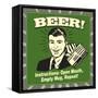 Beer! Instructions: Open Mouth, Empty Mug, Repeat!-Retrospoofs-Framed Stretched Canvas