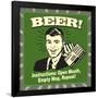 Beer! Instructions: Open Mouth, Empty Mug, Repeat!-Retrospoofs-Framed Poster