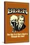 Beer Man's Heart Through His Liver Funny Retro Poster-Retrospoofs-Stretched Canvas