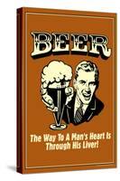 Beer Man's Heart Through His Liver Poster-Retrospoofs-Stretched Canvas