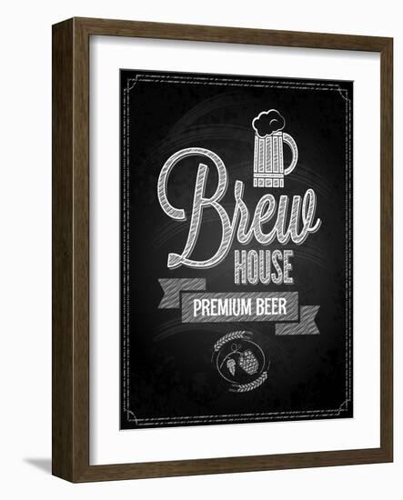Beer Menu Design House Chalkboard Background-Pushkarevskyy-Framed Art Print