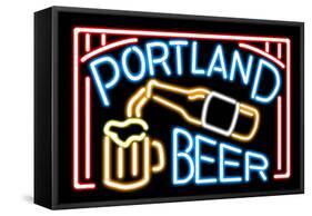 Beer Neon Sign-Lantern Press-Framed Stretched Canvas