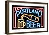 Beer Neon Sign-Lantern Press-Framed Art Print