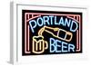 Beer Neon Sign-Lantern Press-Framed Art Print