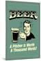 Beer Pitcher Worth A Thousand Words Funny Retro Poster-Retrospoofs-Mounted Poster