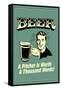 Beer Pitcher Worth A Thousand Words Funny Retro Poster-Retrospoofs-Framed Stretched Canvas