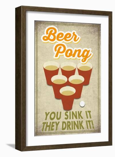 Beer Pong-Lantern Press-Framed Art Print