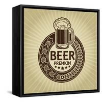 Beer Premium Retro Styled Seal And Label-Reno Martin-Framed Stretched Canvas