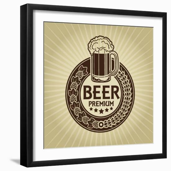 Beer Premium Retro Styled Seal And Label-Reno Martin-Framed Art Print