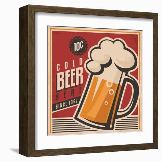 Beer Retro Poster-Lukeruk-Framed Art Print