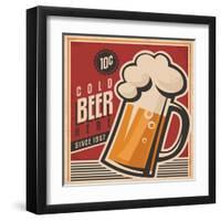 Beer Retro Poster-Lukeruk-Framed Art Print