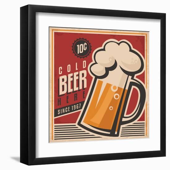 Beer Retro Poster-Lukeruk-Framed Art Print