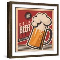 Beer Retro Poster-Lukeruk-Framed Art Print