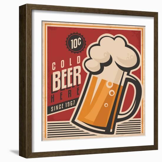 Beer Retro Poster-Lukeruk-Framed Art Print