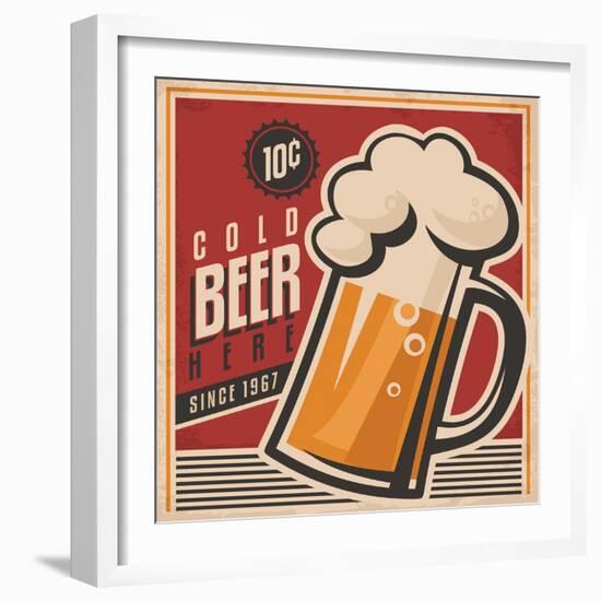 Beer Retro Poster-Lukeruk-Framed Art Print