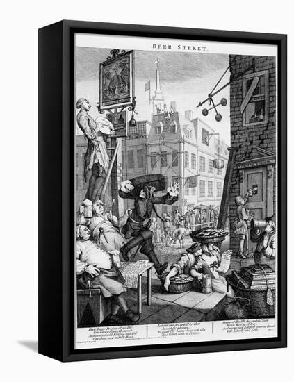 Beer Street, 1751-William Hogarth-Framed Stretched Canvas