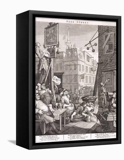 Beer Street, 1751-William Hogarth-Framed Stretched Canvas