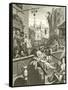 Beer Street and Gin Lane-William Hogarth-Framed Stretched Canvas