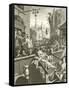 Beer Street and Gin Lane-William Hogarth-Framed Stretched Canvas