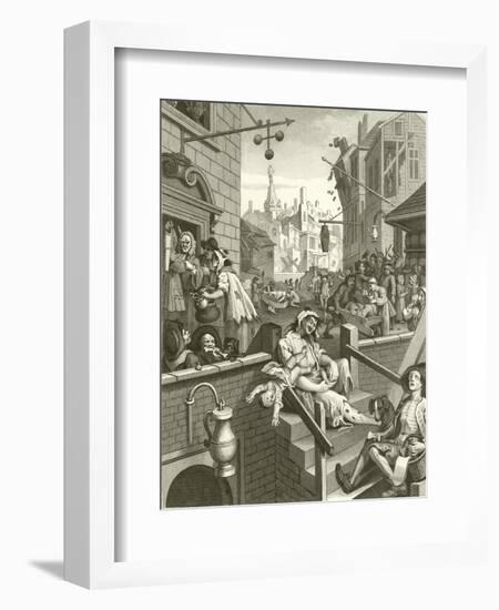 Beer Street and Gin Lane-William Hogarth-Framed Giclee Print