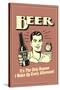 Beer The Only Reason I Wake Up Every Afternoon Funny Retro Poster-Retrospoofs-Stretched Canvas