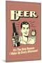 Beer The Only Reason I Wake Up Every Afternoon Funny Retro Poster-Retrospoofs-Mounted Poster