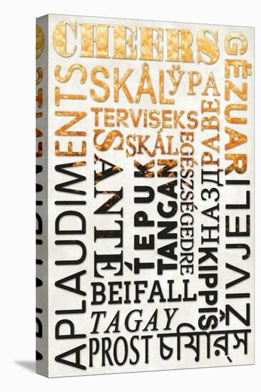 Beer Typography - Cheers in Different Languages-Lantern Press-Stretched Canvas
