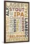 Beer Typography - Types of Beer-Lantern Press-Framed Art Print