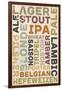 Beer Typography - Types of Beer-Lantern Press-Framed Art Print