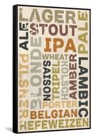 Beer Typography - Types of Beer-Lantern Press-Framed Stretched Canvas