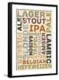 Beer Typography - Types of Beer-Lantern Press-Framed Art Print