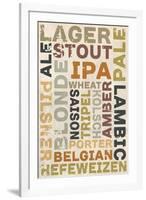 Beer Typography - Types of Beer-Lantern Press-Framed Art Print