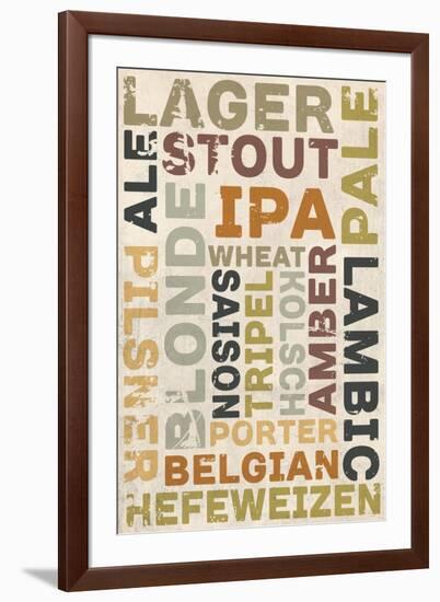 Beer Typography - Types of Beer-Lantern Press-Framed Art Print