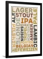 Beer Typography - Types of Beer-Lantern Press-Framed Art Print