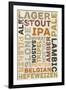 Beer Typography - Types of Beer-Lantern Press-Framed Art Print