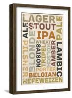 Beer Typography - Types of Beer-Lantern Press-Framed Art Print