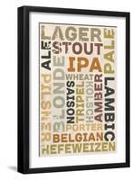 Beer Typography - Types of Beer-Lantern Press-Framed Art Print