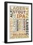 Beer Typography - Types of Beer-Lantern Press-Framed Art Print