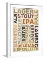 Beer Typography - Types of Beer-Lantern Press-Framed Art Print