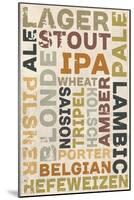 Beer Typography - Types of Beer-Lantern Press-Mounted Art Print