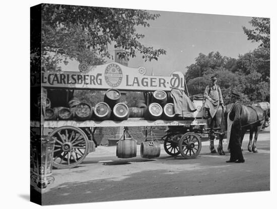 Beer Wagon in the City of Copenhagen-null-Stretched Canvas