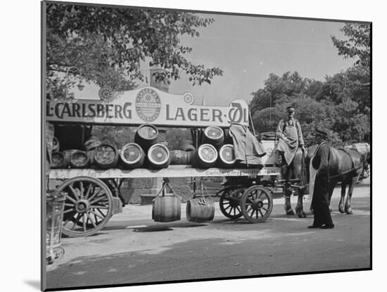 Beer Wagon in the City of Copenhagen-null-Mounted Photographic Print