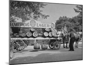 Beer Wagon in the City of Copenhagen-null-Mounted Photographic Print